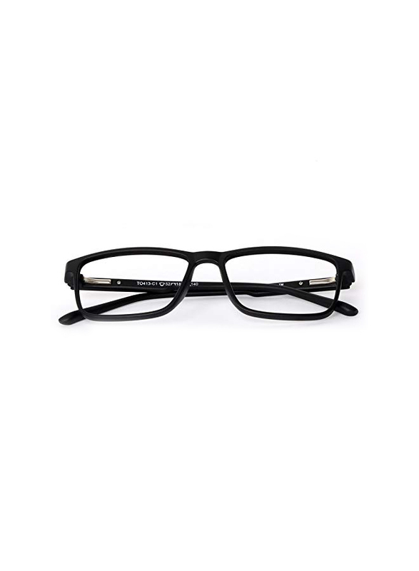 Tom Oliver Full Rim Rectangle Black Computer Glasses Unisex, Transparent Blue Light Lens