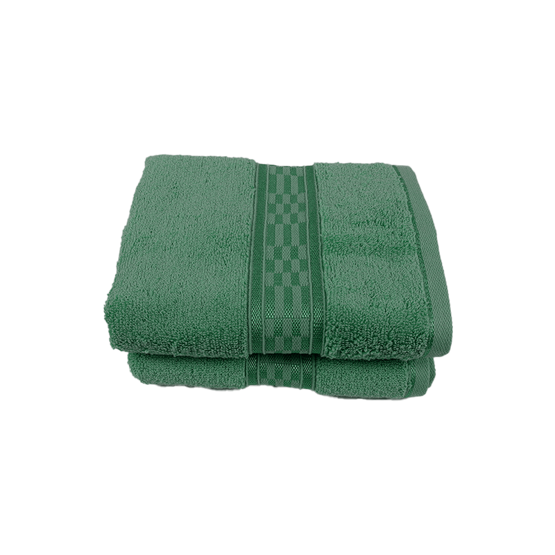 BYFT Home Ultra (Green) Premium Hand Towel  (50 x 90 Cm - Set of 2) 100% Cotton Highly Absorbent, High Quality Bath linen with Checkered Dobby 550 Gsm