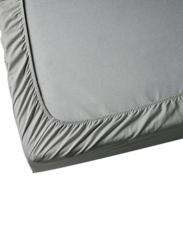 BYFT Tulip 100% Percale Cotton Fitted Bed Sheet, 180 Tc, 180 x 210 + 30cm, King, Grey