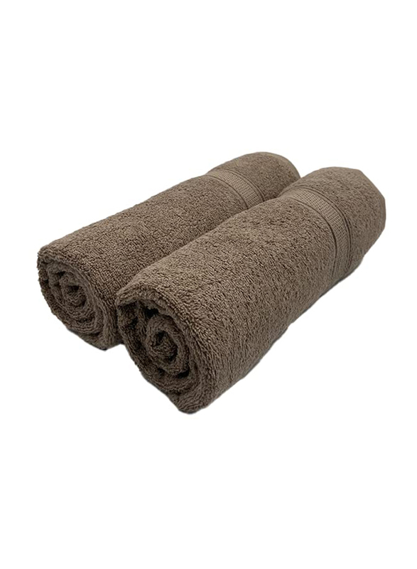 BYFT 2-Piece Daffodil 100% Cotton Bath Towel, 70 x 140cm, Dark Beige