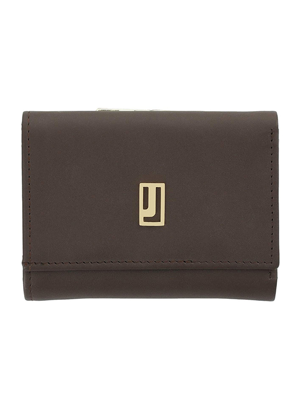 Jafferjees Daffodil Leather Tri-Fold Wallet for Women, Brown