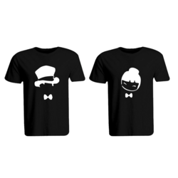 BYFT (Black) Couple Printed Cotton T-shirt (Chinese Couple) Personalized Round Neck T-shirt (Large)-Set of 2 pcs-190 GSM