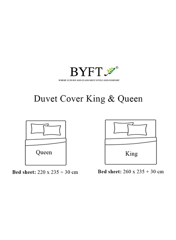 BYFT Tulip 100% Percale Cotton Duvet Cover, 180 Tc, 225 x 245 + 30cm, Queen, Beige
