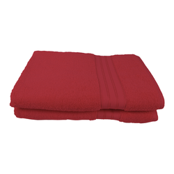 BYFT Home Trendy (Red) Premium Bath Sheet  (90 x 180 Cm - Set of 2) 100% Cotton Highly Absorbent, High Quality Bath linen with Striped Dobby 550 Gsm