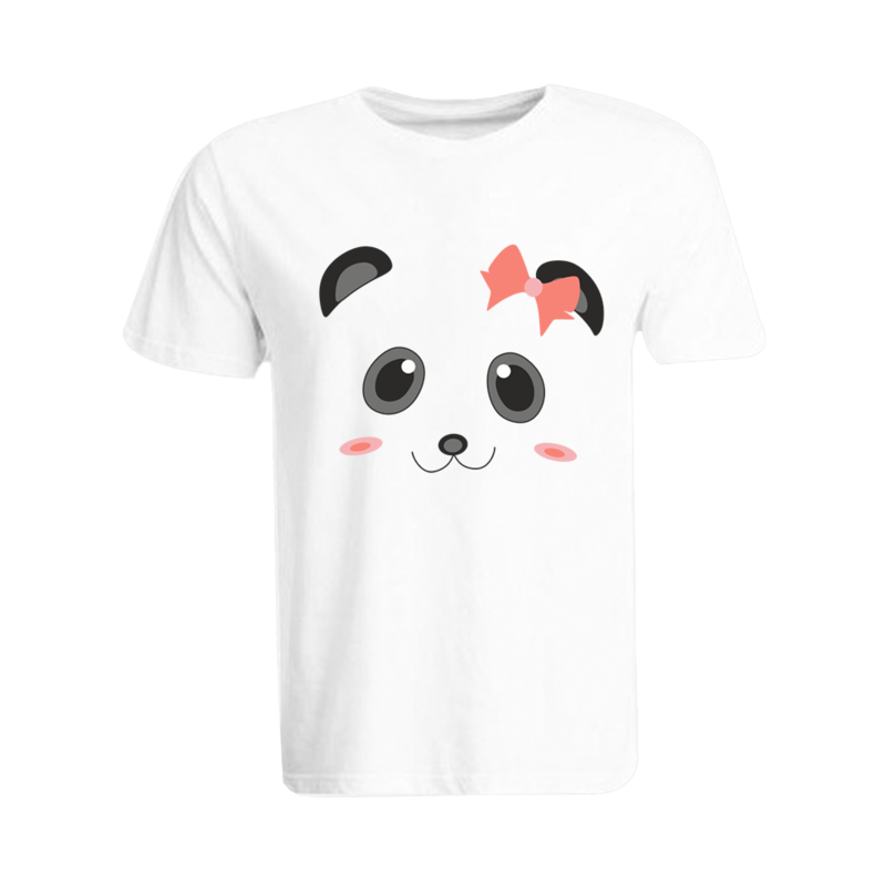 BYFT (White) Printed Cotton T-shirt (Ms. Panda) Personalized Round Neck T-shirt For Women (Medium)-Set of 1 pc-190 GSM