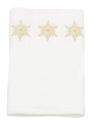 BYFT 100% Cotton Embroidered Snow Flake Bath Towel, 70 x 140 cm, White/Gold