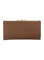 Jafferjees Fuschia Leather Bi-Fold Wallet for Women, Light Brown