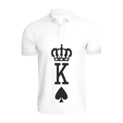 BYFT (White) Printed Cotton T-shirt (Crown King Spades) Personalized Polo Neck T-shirt For Men (XL)-Set of 1 pc-220 GSM