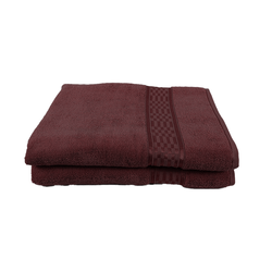 BYFT Home Ultra (Burgundy) Premium Bath Sheet  (90 x 180 Cm - Set of 2) 100% Cotton Highly Absorbent, High Quality Bath linen with Checkered Dobby 550 Gsm