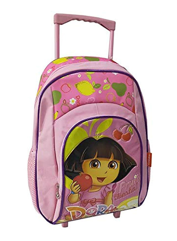 Dora 16-Inch Double Handle Trolley School Bag, Lunch Bag and Pencil Bag Set for Girls, Pink