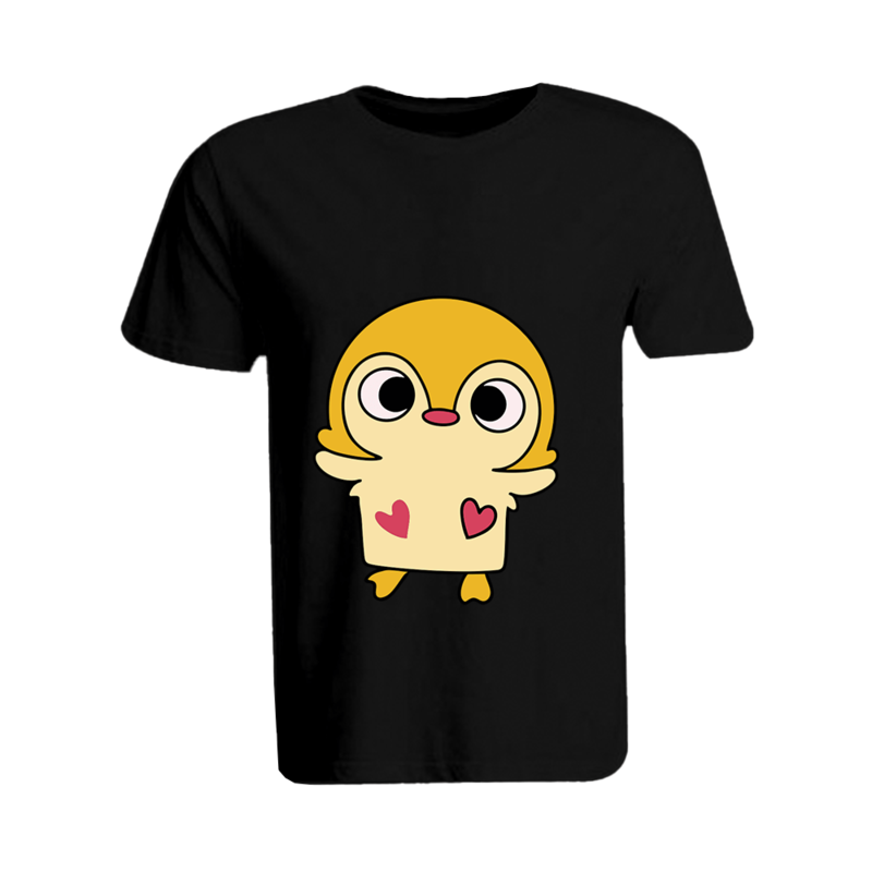 BYFT (Black) Printed Cotton T-shirt (Cute Duck) Personalized Round Neck T-shirt For Women (XL)-Set of 1 pc-190 GSM
