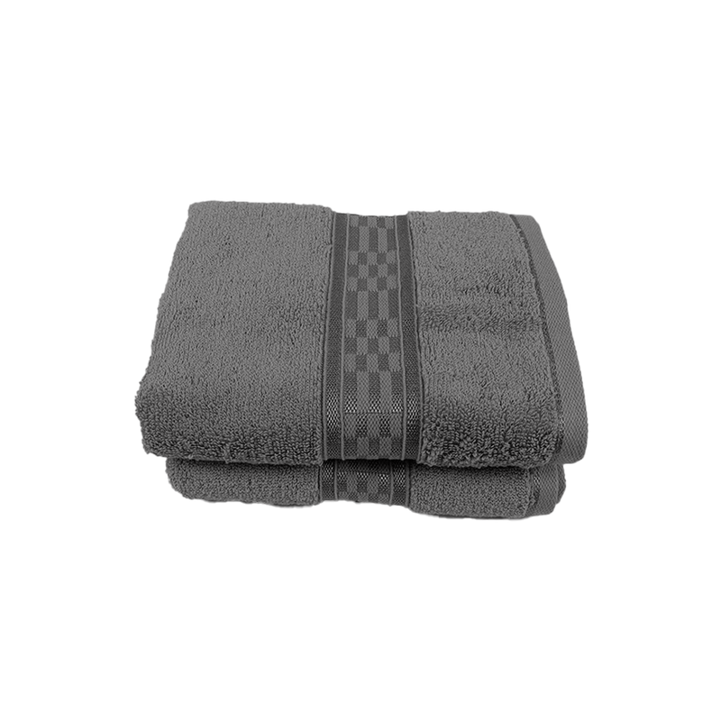 BYFT Home Ultra (Grey) Premium Hand Towel  (50 x 90 Cm - Set of 2) 100% Cotton Highly Absorbent, High Quality Bath linen with Checkered Dobby 550 Gsm