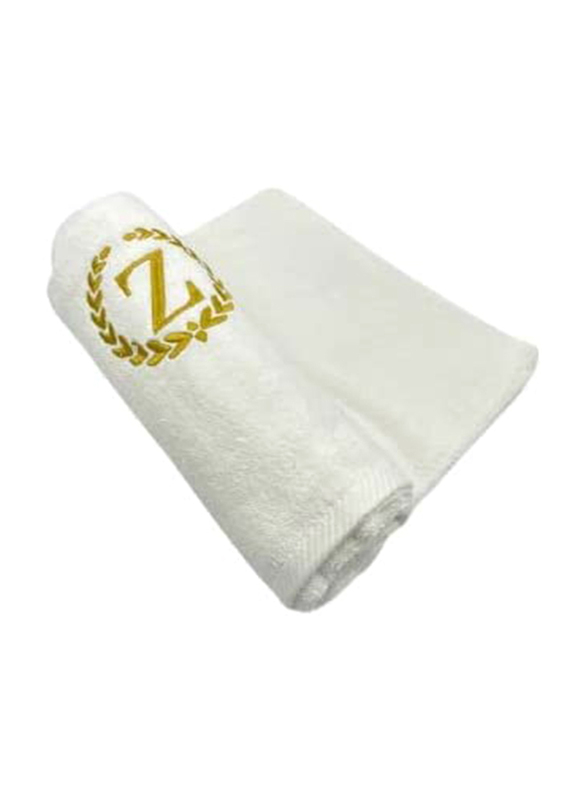 BYFT 100% Cotton Embroidered Monogrammed Letter Z Hand Towel, 50 x 80cm, White/Gold