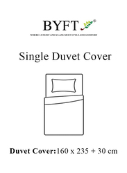 BYFT Tulip 100% Percale Cotton Duvet Cover, 180 Tc, 165 x 245 + 30cm, Single, Beige