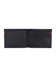 Jafferjees Quetta Leather Bi-Fold Wallet for Men, Black/Red