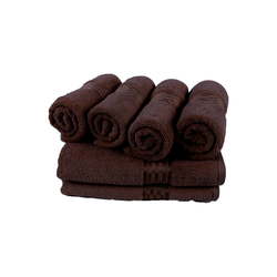 BYFT Home Ultra (Brown) 4 Hand Towel (50 x 90 Cm) & 2 Bath Towel (70 x 140 Cm) 100% Cotton Highly Absorbent, High Quality Bath linen with Checkered Dobby 550 Gsm Set of 6