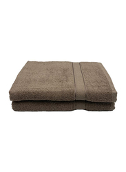 BYFT 2-Piece Daffodil 100% Cotton Bath Towel, 70 x 140cm, Dark Beige