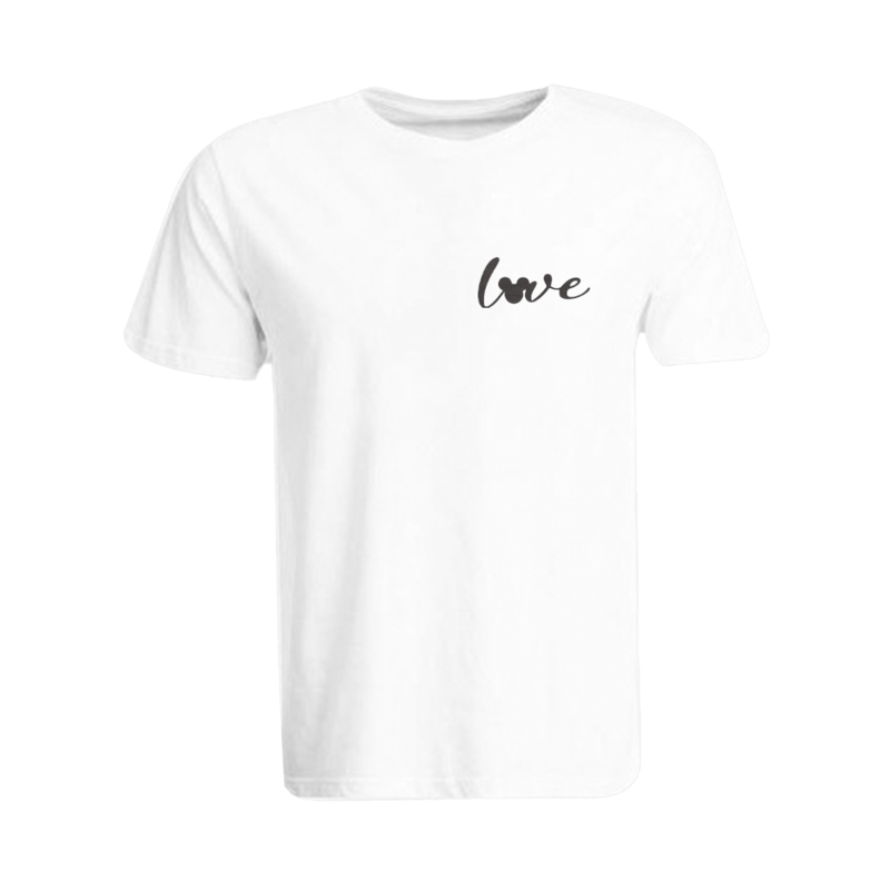 BYFT (White) Embroidered Cotton T-shirt (Mickey Love) Personalized Round Neck T-shirt For Men (Large)-Set of 1 pc-190 GSM