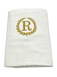 BYFT 100% Cotton Embroidered Monogrammed Letter R Hand Towel, 50 x 80cm, White/Gold