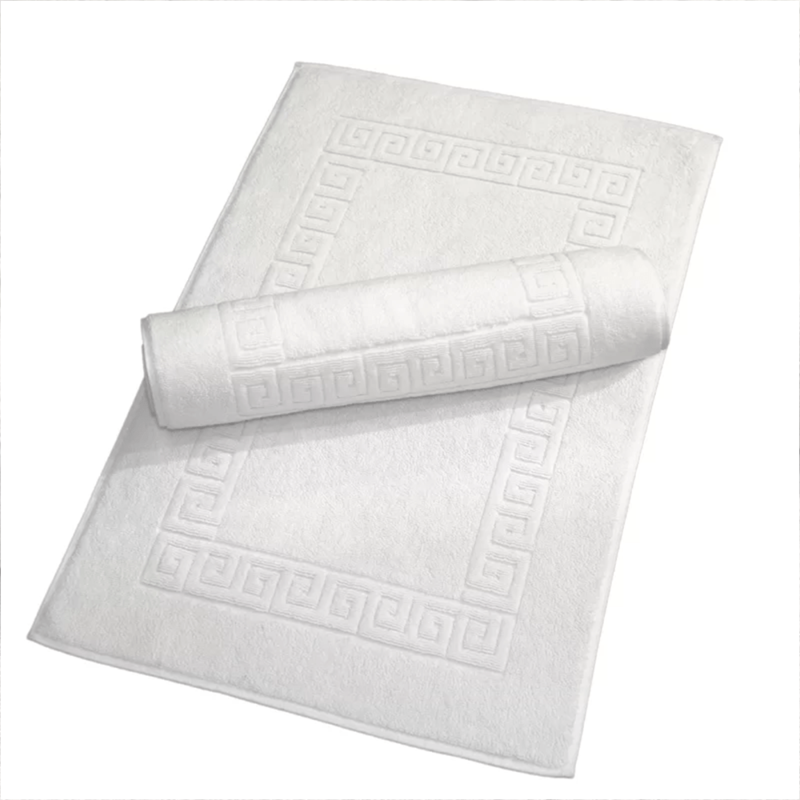 BYFT Magnolia (White) Luxury Bath Mat (50 x 80 Cm -Set of 2) 100% Cotton, Highly Absorbent and Quick dry, Classic Hotel and Spa Quality Bath Linen -1000 Gsm