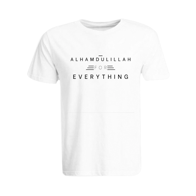 

BYFT (White) Ramadan Printed Tshirt (Alhamdulillah for Everything) Cotton (XL) Unisex Round Neck Tshirt -190 GSM