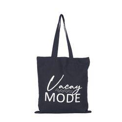 BYFT Black Cotton Flat Tote Bag (Vacay Mode)