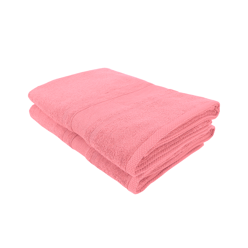 BYFT Home Castle (Pink) Premium Bath Towel  (70 x 140 Cm - Set of 2) 100% Cotton Highly Absorbent, High Quality Bath linen with Diamond Dobby 550 Gsm