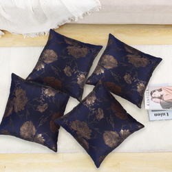 BYFT Golden Rose Indigo Blue 16 x 16 Inch Decorative Cushion Cover Set of 2