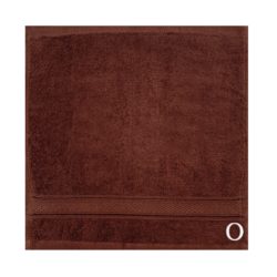 BYFT Daffodil (Brown) Monogrammed Face Towel (30 x 30 Cm-Set of 6) 100% Cotton, Absorbent and Quick dry, High Quality Bath Linen-500 Gsm White Thread Letter "O"