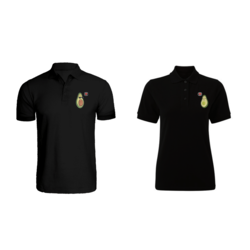 BYFT (Black) Couple Embroidered Cotton T-shirt (Avocado Couple) Personalized Polo Neck T-shirt (Small)-Set of 2 pcs-220 GSM