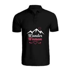 BYFT (Black) Printed Cotton T-shirt (Wander women) Personalized Polo Neck T-shirt For Women (Small)-Set of 1 pc-220 GSM