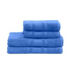 BYFT Home Castle (Blue) 2 Hand Towel (50 x 90 Cm) & 2 Bath Towel (70 x 140 Cm) 100% Cotton Highly Absorbent, High Quality Bath linen with Diamond Dobby 550 Gsm Set of 4