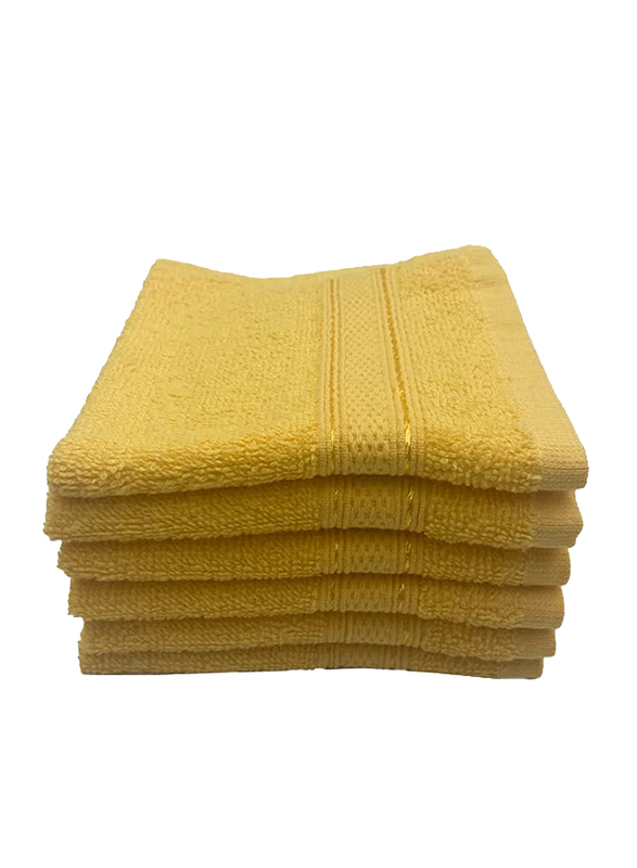 BYFT 6-Piece Daffodil 100% Cotton Washcloth, 30 x 30cm, Yellow