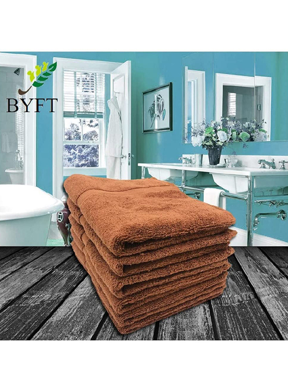 BYFT Camellia Hand Towel Set, 6 Piece, Brown