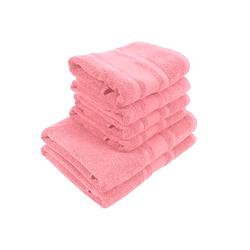 BYFT Home Castle (Pink) 4 Hand Towel (50 x 90 Cm) & 2 Bath Towel (70 x 140 Cm) 100% Cotton Highly Absorbent, High Quality Bath linen with Diamond Dobby 550 Gsm Set of 6