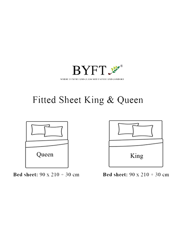 BYFT Tulip 100% Percale Cotton Fitted Bed Sheet, 180 Tc, 180 x 210 + 30cm, King, Sea Green