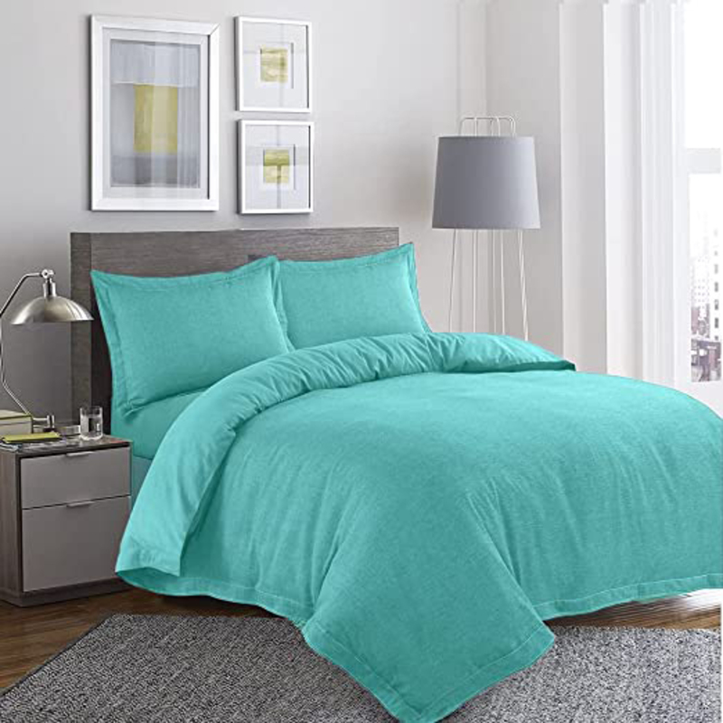 BYFT Tulip 100% Percale Cotton Duvet Cover, 180 Tc, 225 x 245 + 30cm, Queen, Sea Green