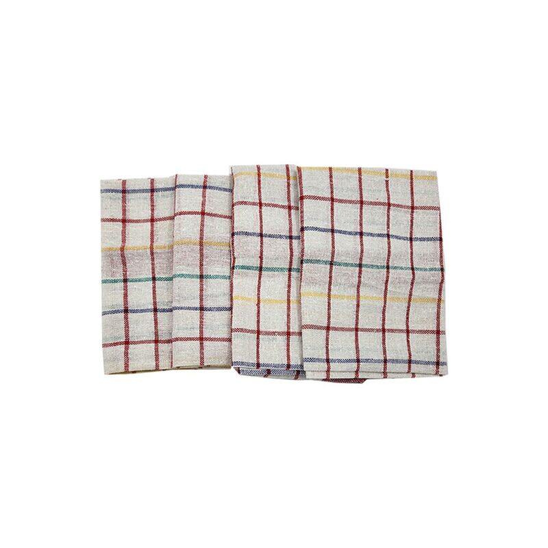 BYFT Orchard Blue & Red Multi Checks (50 x 70 Cm) Tea Towel-Set of 6