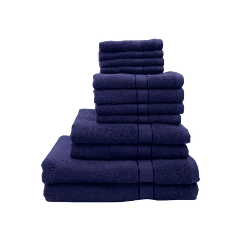 Daffodil(Navy Blue)100% Cotton Premium Bath Linen Set(4 Face,4 Hand,2 Adult & 2 Kids Bath Towels with 2 Adult & 2,12yr Kids Bathrobe)Super Soft,Quick Dry & Highly Absorbent Family Pack of 16Pcs