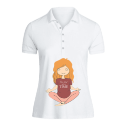 BYFT (White) Printed Cotton T-shirt (One Day at a Time) Personalized Polo Neck T-shirt For Women (XL)-Set of 1 pc-220 GSM