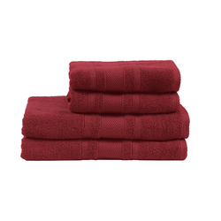BYFT Home Castle (Maroon) 2 Hand Towel (50 x 90 Cm) & 2 Bath Towel (70 x 140 Cm) 100% Cotton Highly Absorbent, High Quality Bath linen with Diamond Dobby 550 Gsm Set of 4