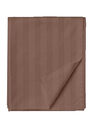 BYFT Tulip 100% Cotton Satin Stripe Flat Bed Sheet, 300 Tc, 1cm, 260 x 280cm, King, Dark Brown