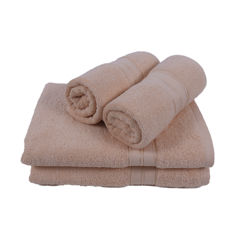 BYFT Home Trendy (Cream) 2 Hand Towel (50 x 90 Cm) & 2 Bath Towel (70 x 140 Cm) 100% Cotton Highly Absorbent, High Quality Bath linen with Striped Dobby 550 Gsm Set of 4