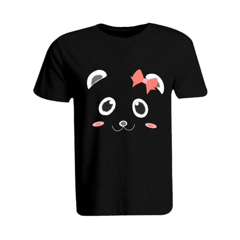 BYFT (Black) Printed Cotton T-shirt (Ms. Panda) Personalized Round Neck T-shirt For Women (XL)-Set of 1 pc-190 GSM