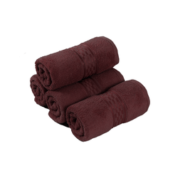 BYFT Home Ultra (Burgundy) Premium Hand Towel  (50 x 90 Cm - Set of 4) 100% Cotton Highly Absorbent, High Quality Bath linen with Checkered Dobby 550 Gsm