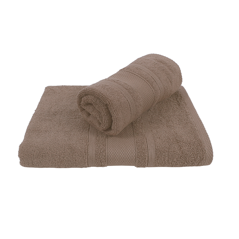 BYFT Home Castle (Beige) Hand Towel (50 x 90 Cm) & Bath Towel (70 x 140 Cm) 100% Cotton Highly Absorbent, High Quality Bath linen with Diamond Dobby 550 Gsm Set of 2