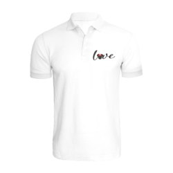 BYFT (White) Embroidered Cotton T-shirt (Minnie Love) Personalized Polo Neck T-shirt For Women (Small)-Set of 1 pc-220 GSM
