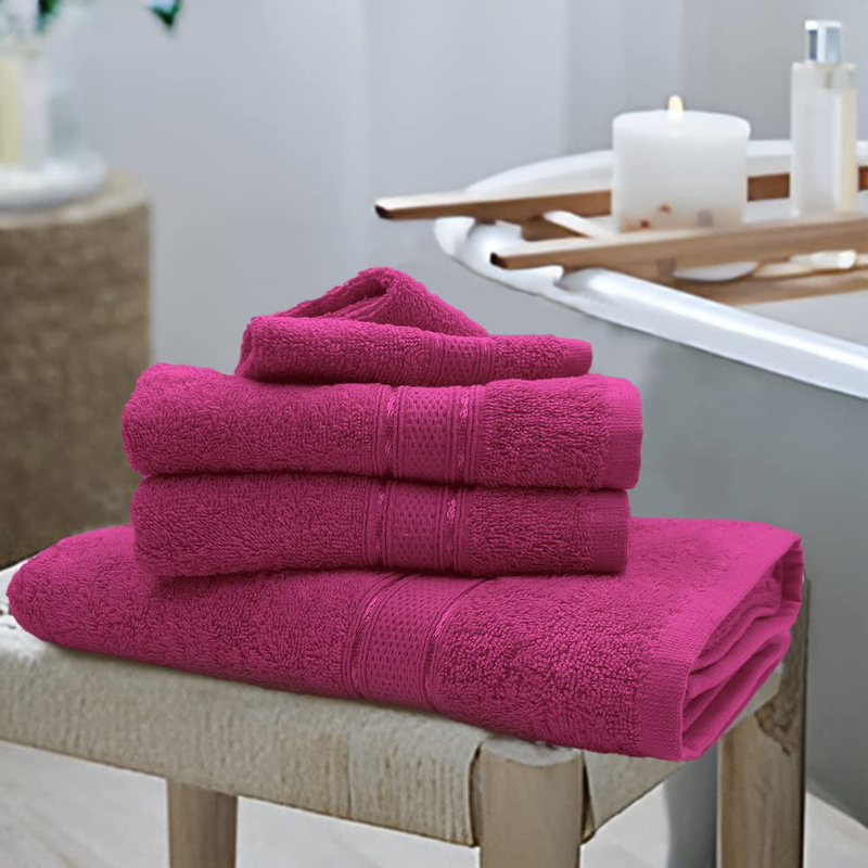 BYFT Daffodil 100% Cotton Bath Towel, 70 x 140cm, Fuchsia Pink