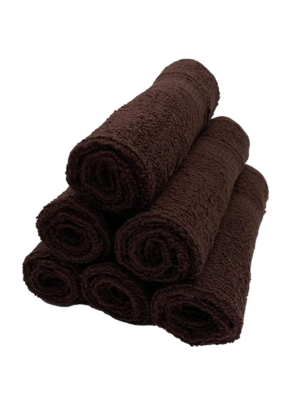 BYFT 6-Piece Daffodil 100% Cotton Washcloth, 30 x 30cm, Brown