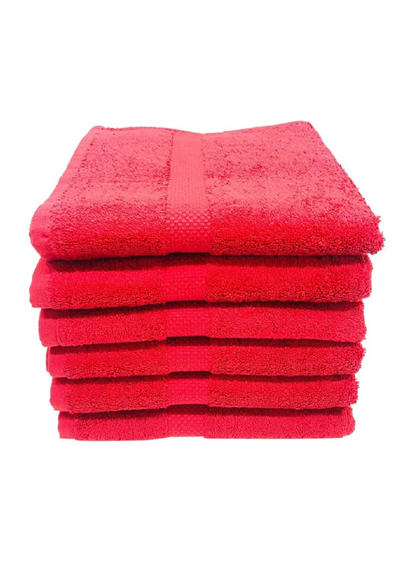 BYFT Gardenia 100% Cotton Hand Towel Set, 6 Piece, Red